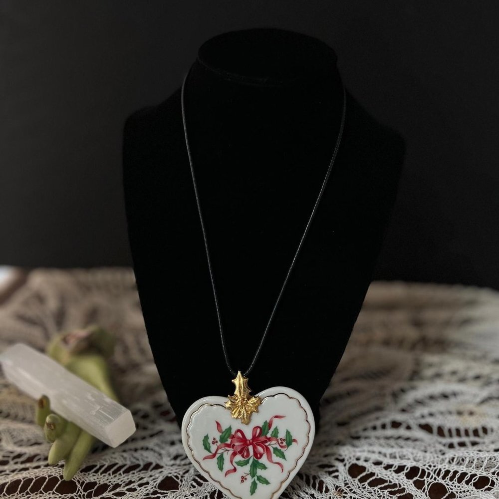 Handmade Upcycled Ceramic Christmas Pendant Necklace